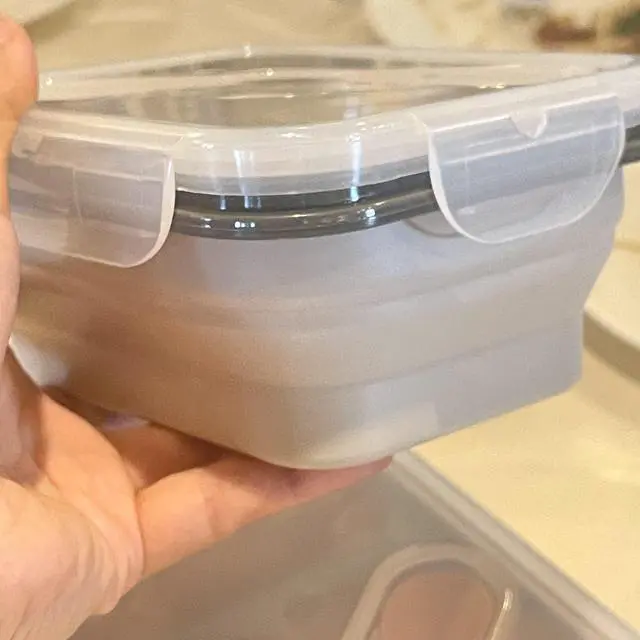 Alt view image 7 of 7 - - Reusable Foldable Take Out Lunch Bento Box Microwave & Dishwasher Safe BPA Free Non Toxic Non Stick - Beige