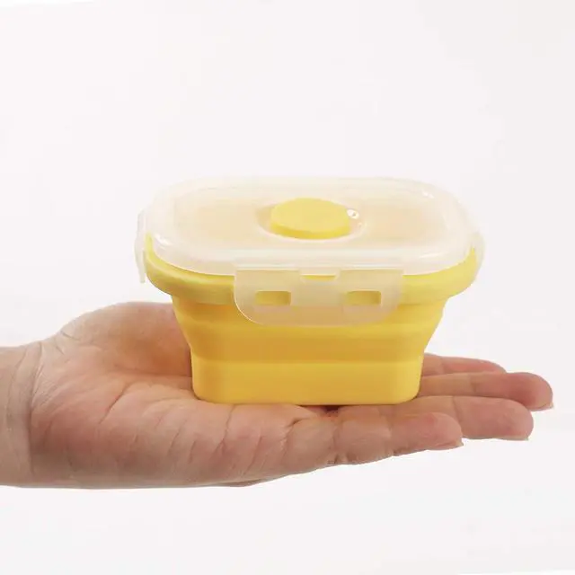 Alt view image 3 of 6 - Collapsible Silicone Food Storage Container, Portion Control Container with Clip-on Lid, Stackable, Space Saving, Microwave/Fridge/Freezer/Dishwasher Safe, 5 Oz, Pack of 4