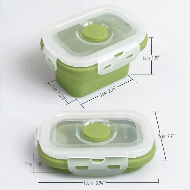 Alt view image 5 of 6 - Collapsible Silicone Food Storage Container, Portion Control Container with Clip-on Lid, Stackable, Space Saving, Microwave/Fridge/Freezer/Dishwasher Safe, 5 Oz, Pack of 4
