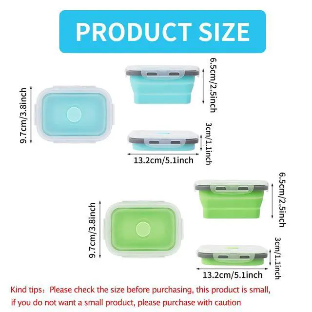 Alt view image 2 of 7 - 2 Pcs Collapsible Food Storage Containers with Lids and Vent, Silicone Food Storage Containers, Microwave Freezer Dishwasher Safe
