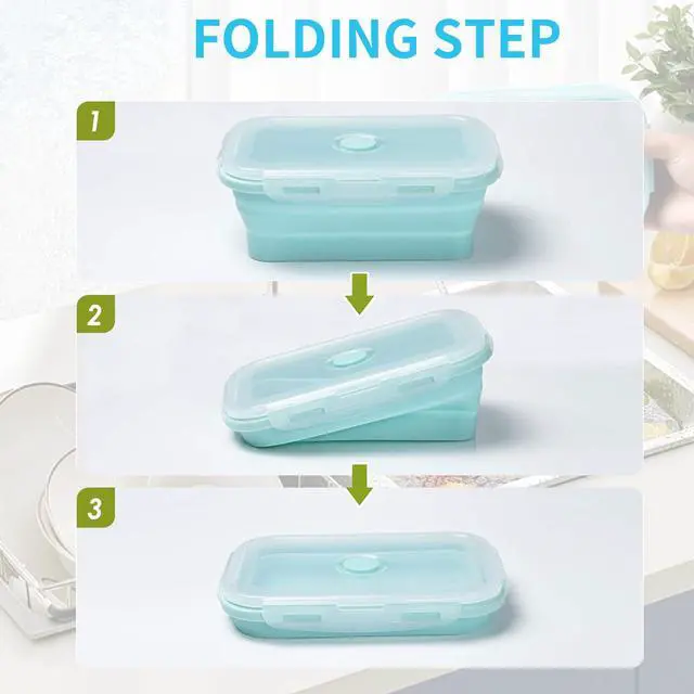 Alt view image 7 of 7 - 2 Pcs Collapsible Food Storage Containers with Lids and Vent, Silicone Food Storage Containers, Microwave Freezer Dishwasher Safe