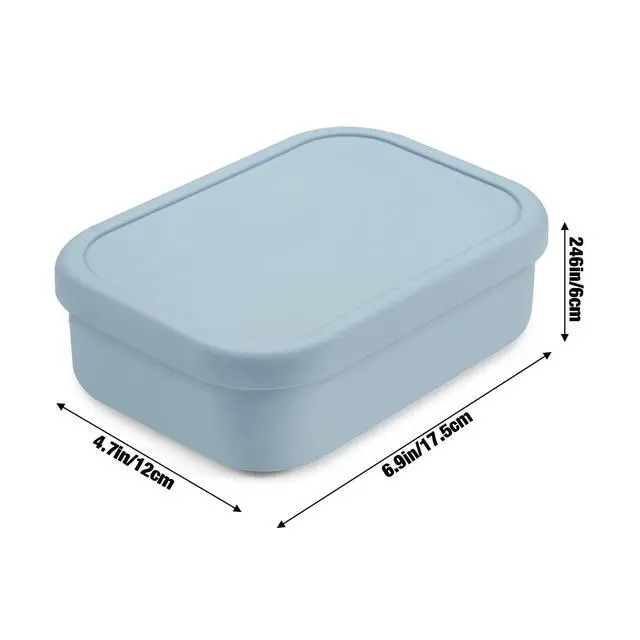 Alt view image 5 of 7 - 3-Compartment Silicone Bento Box - BPA-Free Food-Grade Meal Prep Container - Durable & Easy-Open Portable Lunch Box for Work, Travel & Picnic, Blue