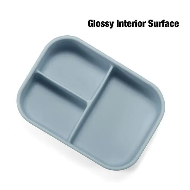 Alt view image 6 of 7 - 3-Compartment Silicone Bento Box - BPA-Free Food-Grade Meal Prep Container - Durable & Easy-Open Portable Lunch Box for Work, Travel & Picnic, Blue
