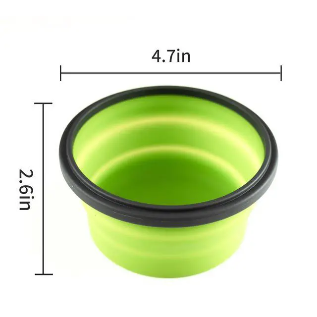 Alt view image 3 of 5 - Round Silicone Rice Box, Microwave-Safe, Foldable And Portable Lunch Box, Plastic Bowl, Green, 350ml, 3 pieces