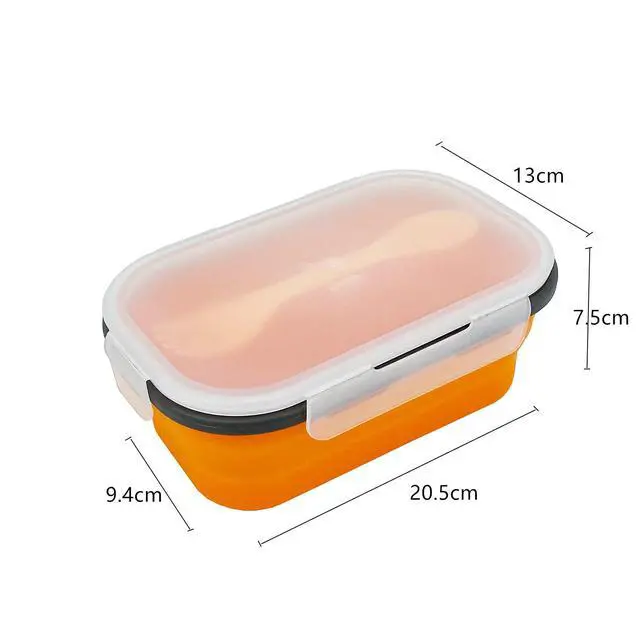 Alt view image 2 of 7 - Silicone Lunch Container Bento Box, Collapsible Food Storage Containers with Airtight Lids and 2in1 Fork, Reusable Food Containers for Travel,Camping and RV, Food Grade 1000ml Microwave Container