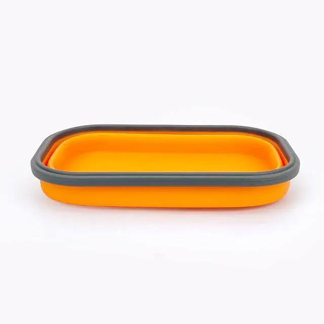 Alt view image 5 of 7 - Silicone Lunch Container Bento Box, Collapsible Food Storage Containers with Airtight Lids and 2in1 Fork, Reusable Food Containers for Travel,Camping and RV, Food Grade 1000ml Microwave Container