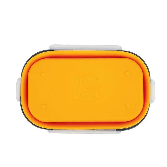 Alt view image 6 of 7 - Silicone Lunch Container Bento Box, Collapsible Food Storage Containers with Airtight Lids and 2in1 Fork, Reusable Food Containers for Travel,Camping and RV, Food Grade 1000ml Microwave Container
