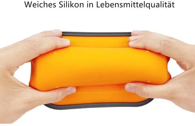 Alt view image 7 of 7 - Silicone Lunch Container Bento Box, Collapsible Food Storage Containers with Airtight Lids and 2in1 Fork, Reusable Food Containers for Travel,Camping and RV, Food Grade 1000ml Microwave Container