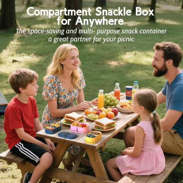 Alt view image 6 of 6 - 3 Pack Reusable Silicone Snack Containers with Lids, 2 Compartment Leakproof Food Storage Containers, BPA-Free Portable Snack Boxes for Lunch, School, Adults