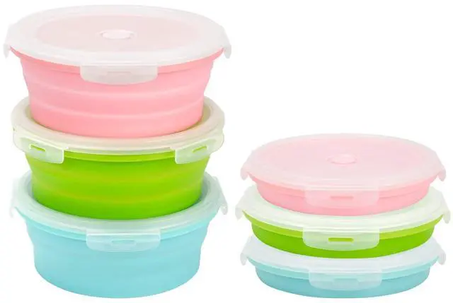 Main image of 3Pack Collapsible Food Storage Containers with Lid 17OZ Foldable Bowl for Microwave Freezer Dishwasher Safe 500ml