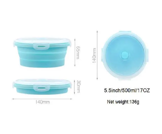 Alt view image 2 of 6 - 3Pack Collapsible Food Storage Containers with Lid 17OZ Foldable Bowl for Microwave Freezer Dishwasher Safe 500ml