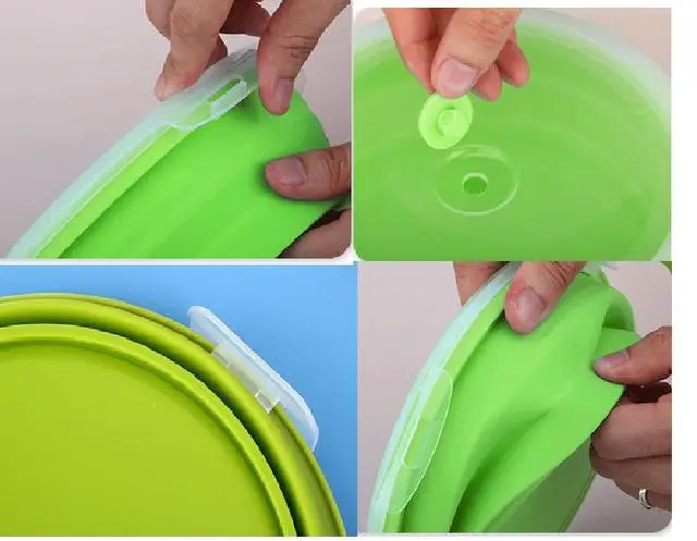Alt view image 5 of 6 - 3Pack Collapsible Food Storage Containers with Lid 17OZ Foldable Bowl for Microwave Freezer Dishwasher Safe 500ml