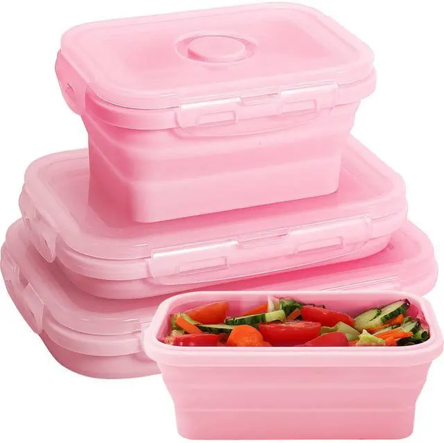 Main image of Collapsible Silicone Food Storage Containers with Lids,Set of 3 Silicone Lunch Box Containers,Foldable Meal Prep Container for Kitchen,Microwave & Dishwasher & Freezer Safe,BPA Free