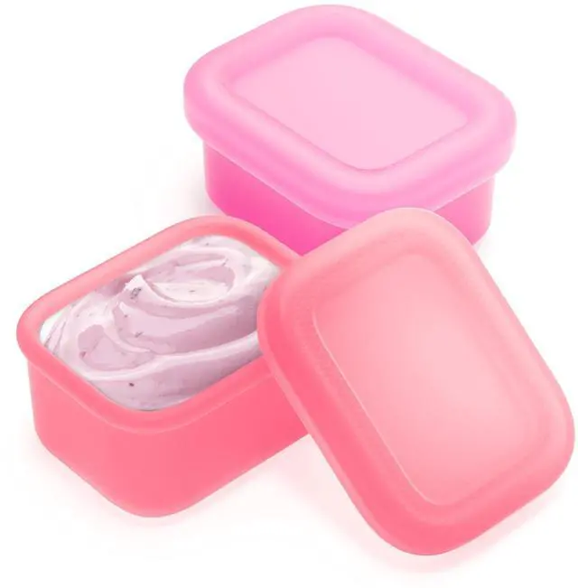 Main image of 2-Pack Leak-Proof Salad Dressing Container To Go, Food Grade Silicone Sauce Containers for Bentgo Lunch Box, Reusable Condiment Cups with Lids for Small Snacks - 2.6 oz (Fuchsia & Pink)