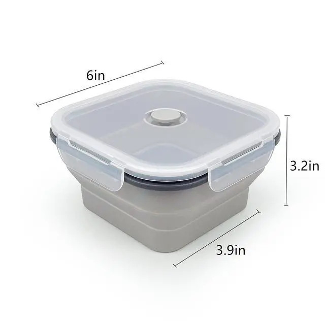 Alt view image 3 of 7 - Collapsible Camping Bowl, Silicone Food Container with Lid, Space-Saving Camping Utensils for Kitchen and Outdoor, Microwave Safe 900ml