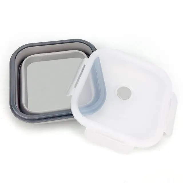 Alt view image 2 of 7 - Collapsible Camping Bowl, Silicone Food Container with Lid, Space-Saving Camping Utensils for Kitchen and Outdoor, Microwave Safe 900ml