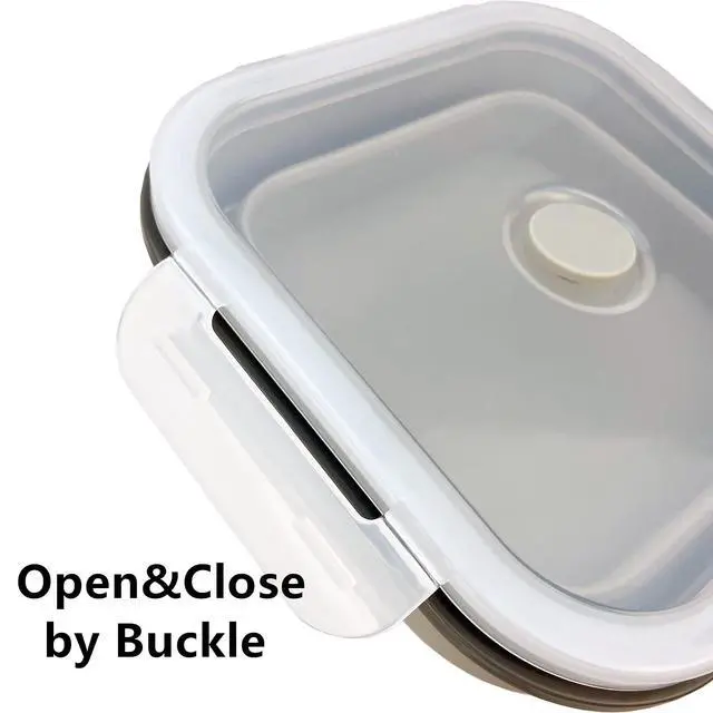 Alt view image 7 of 7 - Collapsible Camping Bowl, Silicone Food Container with Lid, Space-Saving Camping Utensils for Kitchen and Outdoor, Microwave Safe 900ml