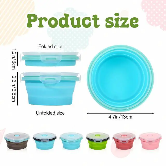 Alt view image 2 of 7 - 6 Pcs Bowls with Lids Silicone Camping Food Storage Container Expandable Folding Salad Lunch Box Travel Container for Hiking Camping