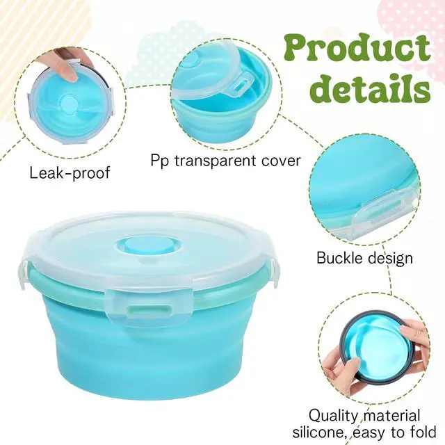 Alt view image 3 of 7 - 6 Pcs Bowls with Lids Silicone Camping Food Storage Container Expandable Folding Salad Lunch Box Travel Container for Hiking Camping