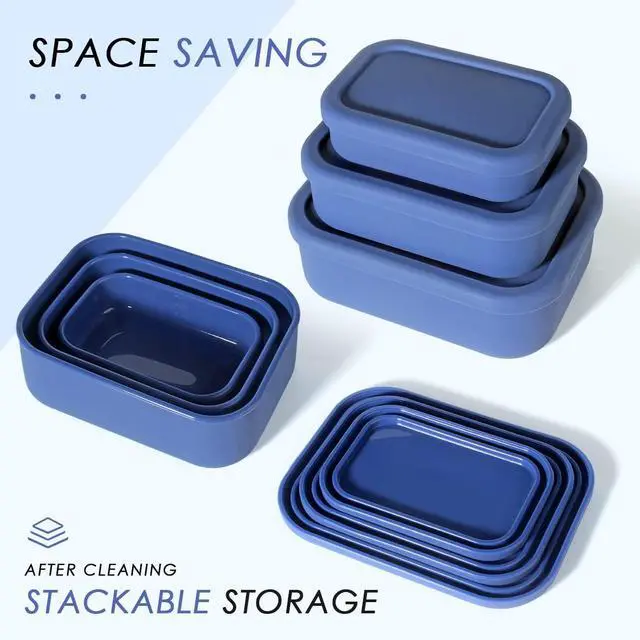Alt view image 2 of 7 - Silicone Food Storage Containers with Lids, Set of 3 Hard-Shell Bento Lunch Boxes, Airtight & Leakproof, Reusable Meal Prep Containers for Kitchen, Work, School, Travel (10oz, 23.6oz, 44oz)