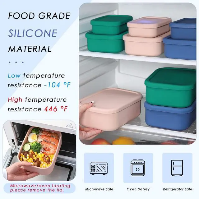 Alt view image 5 of 7 - Silicone Food Storage Containers with Lids, Set of 3 Hard-Shell Bento Lunch Boxes, Airtight & Leakproof, Reusable Meal Prep Containers for Kitchen, Work, School, Travel (10oz, 23.6oz, 44oz)
