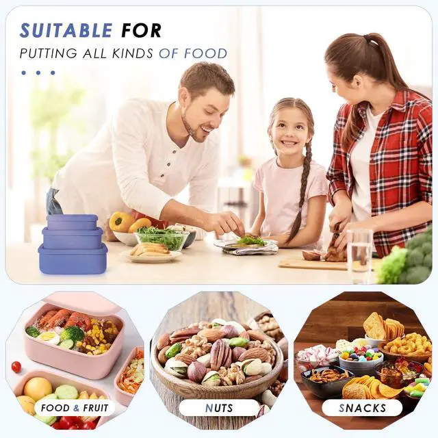 Alt view image 6 of 7 - Silicone Food Storage Containers with Lids, Set of 3 Hard-Shell Bento Lunch Boxes, Airtight & Leakproof, Reusable Meal Prep Containers for Kitchen, Work, School, Travel (10oz, 23.6oz, 44oz)