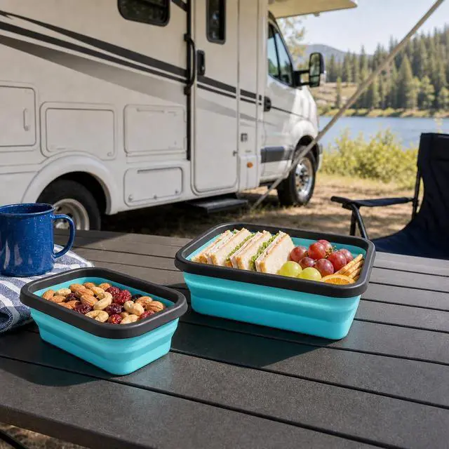 Alt view image 3 of 7 - 4 Pack Space-Saving Collapsible Food Storage Containers with Lids