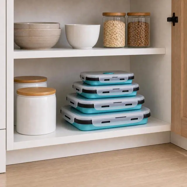 Alt view image 4 of 7 - 4 Pack Space-Saving Collapsible Food Storage Containers with Lids