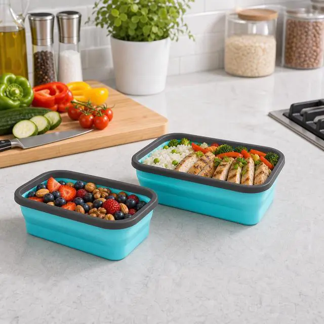 Alt view image 6 of 7 - 4 Pack Space-Saving Collapsible Food Storage Containers with Lids