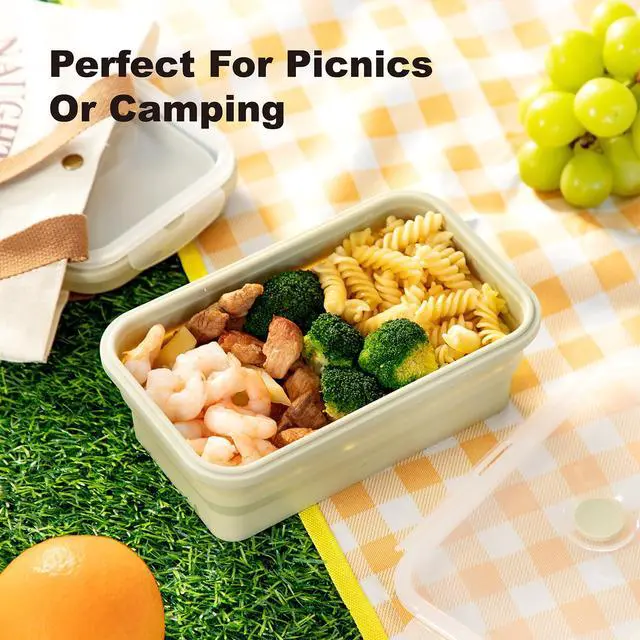 Alt view image 2 of 7 - Collapsible Silicone Food Containers 1200ml 2 Pack Leakproof