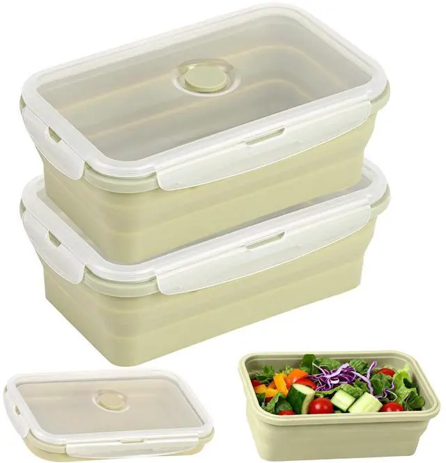 Main image of Collapsible Silicone Food Containers 1200ml 2 Pack Leakproof