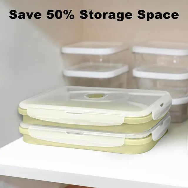 Alt view image 3 of 7 - Collapsible Silicone Food Containers 1200ml 2 Pack Leakproof