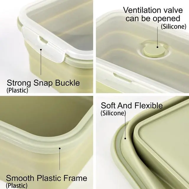 Alt view image 7 of 7 - Collapsible Silicone Food Containers 1200ml 2 Pack Leakproof