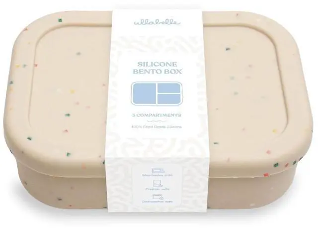 Main image of Kids Bento Box 3 Compartments, Leakproof Lunch Box, BPA-Free Snack Container, Divided Lunch Box for Toddlers & Kids, Dishwasher Safe, Easy to Clean (Beige)