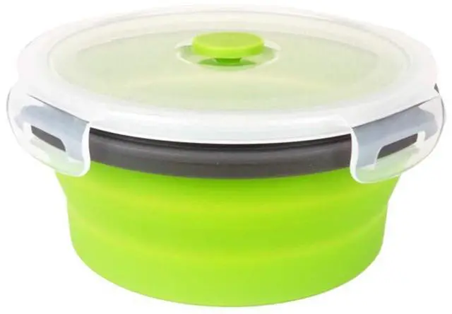 Alt view image 3 of 6 - Green Silicone Collapsible Food Storage Containers-Prep/Storage Bowls with Lids - Round Silicone Food Storage Containers - Microwave and Freezer Safe 3Pack