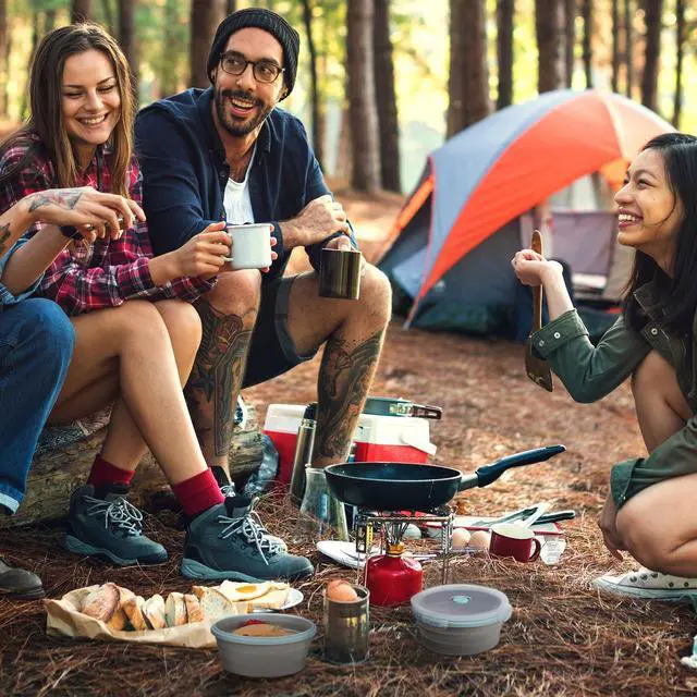 Alt view image 4 of 7 - 4 Pcs Collapsible Bowls with Lids Silicone Camping Food Storage Container Expandable Folding Salad Lunch Box Travel Container for Hiking Camping(Blue Rim Gray,17 oz)