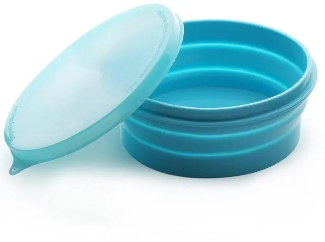 Main image of Silicone Collapsible Bowl with Lid 800ML Folding Travel Bowl for Camping, Hiking, Heat Resistant ME.FAM Expandable Bowl (Blue)