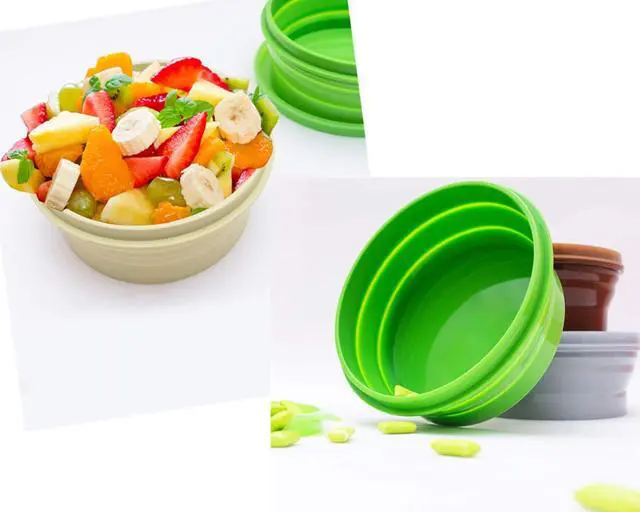 Alt view image 4 of 7 - Silicone Collapsible Bowl with Lid 800ML Folding Travel Bowl for Camping, Hiking, Heat Resistant ME.FAM Expandable Bowl (Blue)