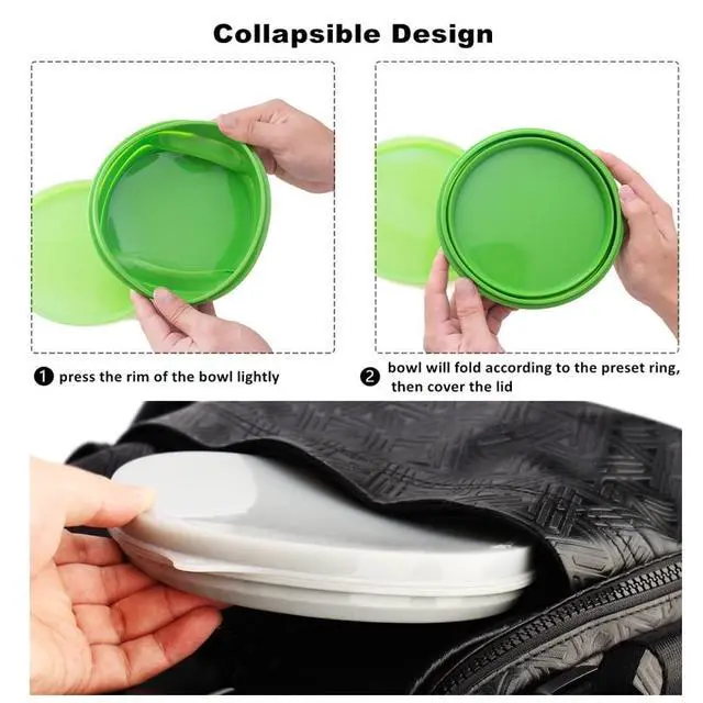 Alt view image 5 of 7 - Silicone Collapsible Bowl with Lid 800ML Folding Travel Bowl for Camping, Hiking, Heat Resistant ME.FAM Expandable Bowl (Blue)