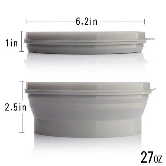 Alt view image 6 of 7 - Silicone Collapsible Bowl with Lid 800ML Folding Travel Bowl for Camping, Hiking, Heat Resistant ME.FAM Expandable Bowl (Blue)