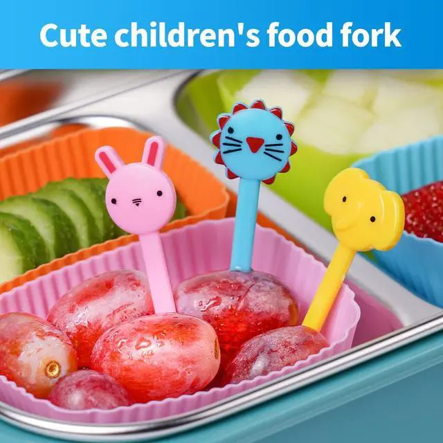 Alt view image 6 of 7 - Silicone Lunch Bento Box, 52 Pack Bento Lunch Box Bundle Dividers with Food Picks Lunch Accessories, Durable, Reusable, BPA-Free, Freezer and Dishwasher Safe