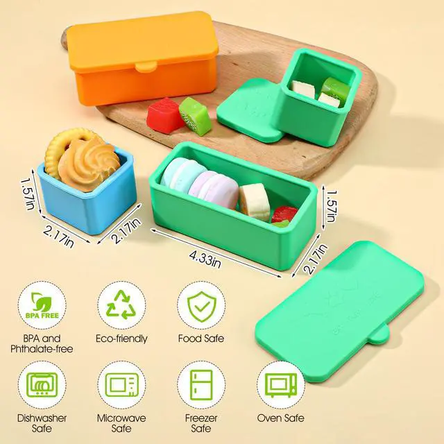 Alt view image 2 of 7 - 6 Pack Silicone Bento Box Dividers, Reusable Leakproof Dips Containers for Lunch Box, Dishwasher Microwave Freezer Safe, Meal Prep Food Storage, 3 Colors