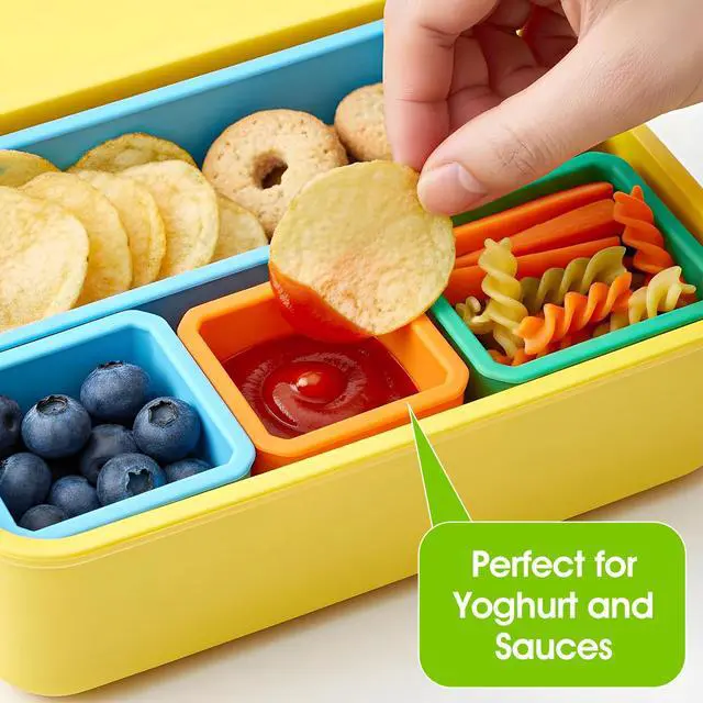Alt view image 3 of 7 - 6 Pack Silicone Bento Box Dividers, Reusable Leakproof Dips Containers for Lunch Box, Dishwasher Microwave Freezer Safe, Meal Prep Food Storage, 3 Colors