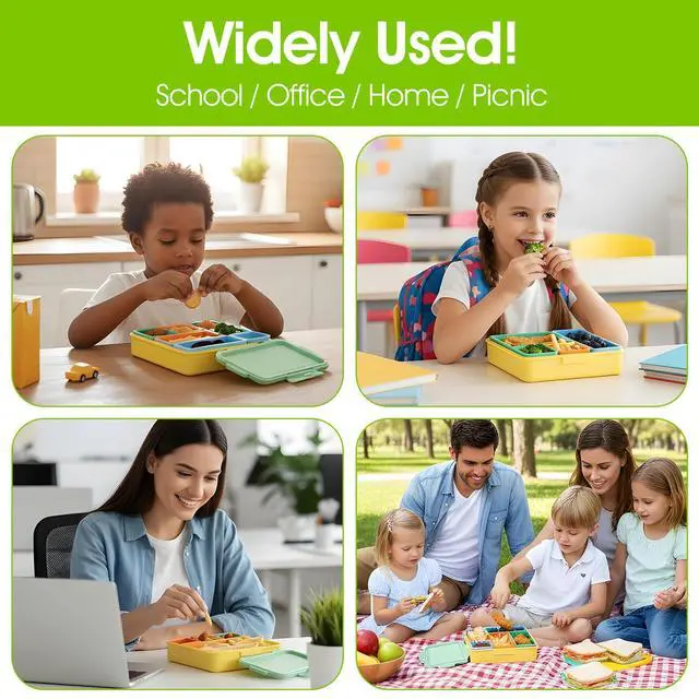 Alt view image 7 of 7 - 6 Pack Silicone Bento Box Dividers, Reusable Leakproof Dips Containers for Lunch Box, Dishwasher Microwave Freezer Safe, Meal Prep Food Storage, 3 Colors