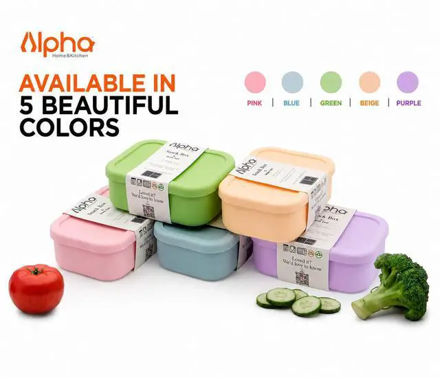 Alt view image 4 of 7 - Silicone Bento Box for Kids, 3 Compartment Lunch Box, Small Portions, BPA Free Snack Container, Leak Resistant, Easy to Clean, Dishwasher Safe