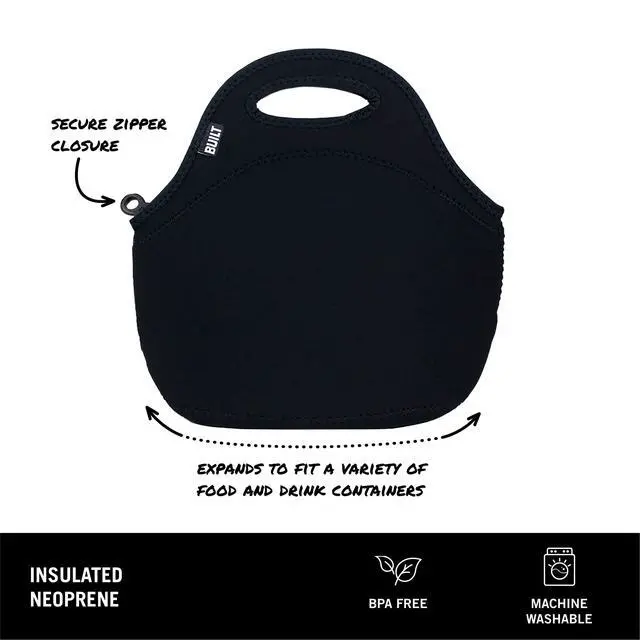 Alt view image 2 of 7 - Gourmet Getaway Lunch Bag - Insulated Neoprene Lunch Box for Women and Men, Collapsible and Machine Washable, Black