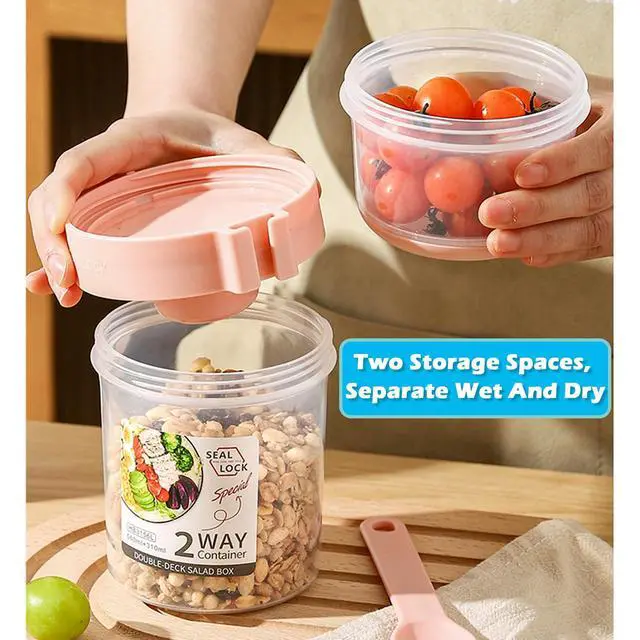 Alt view image 2 of 6 - Breakfast On The Go Cups, Salad Cup To Go, Take And Go Yogurt Cereal Overnight Oats Snack Parfait Containers & Salad Dressing Holder With Fork For Lunch, Fruit & Vegetable Jar(Green,29.5oz)