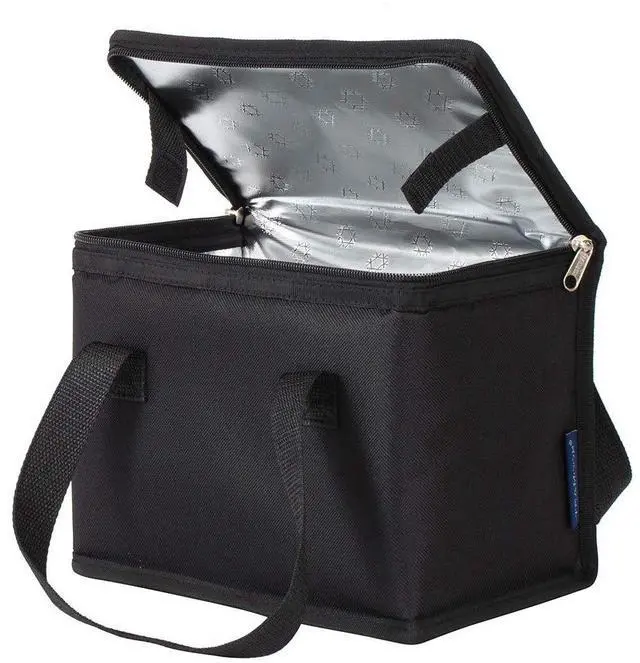 Main image of Foldable Lunch Bag Insulated Lunch Box Water-Resistant Leakproof Soft Cooler Bag Black 8 cans