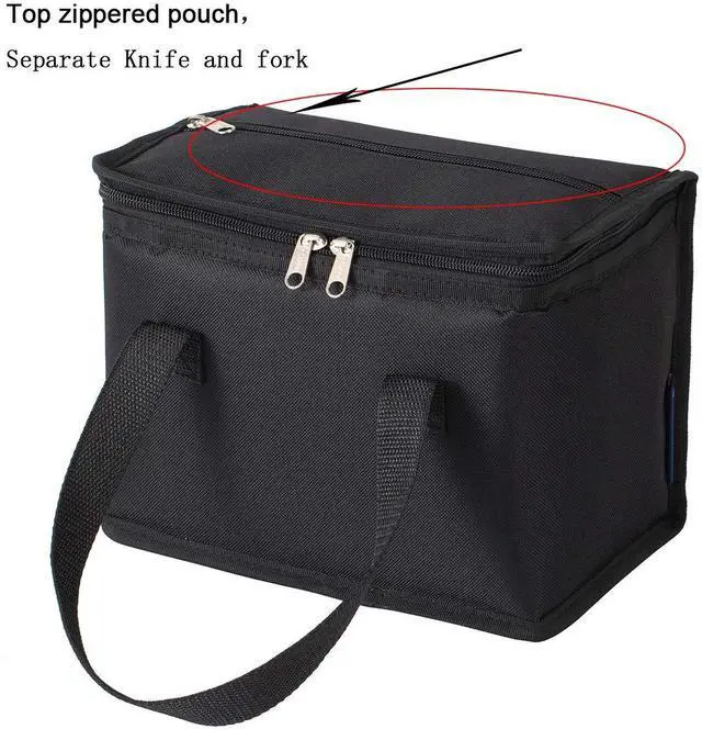 Alt view image 2 of 6 - Foldable Lunch Bag Insulated Lunch Box Water-Resistant Leakproof Soft Cooler Bag Black 8 cans