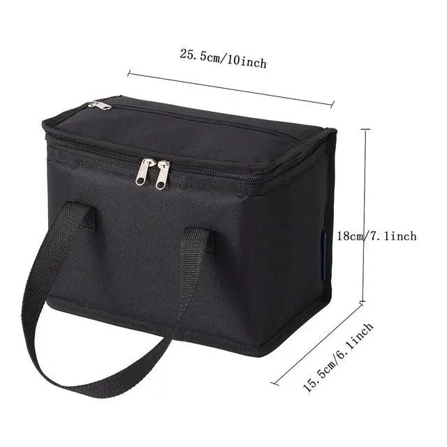 Alt view image 5 of 6 - Foldable Lunch Bag Insulated Lunch Box Water-Resistant Leakproof Soft Cooler Bag Black 8 cans